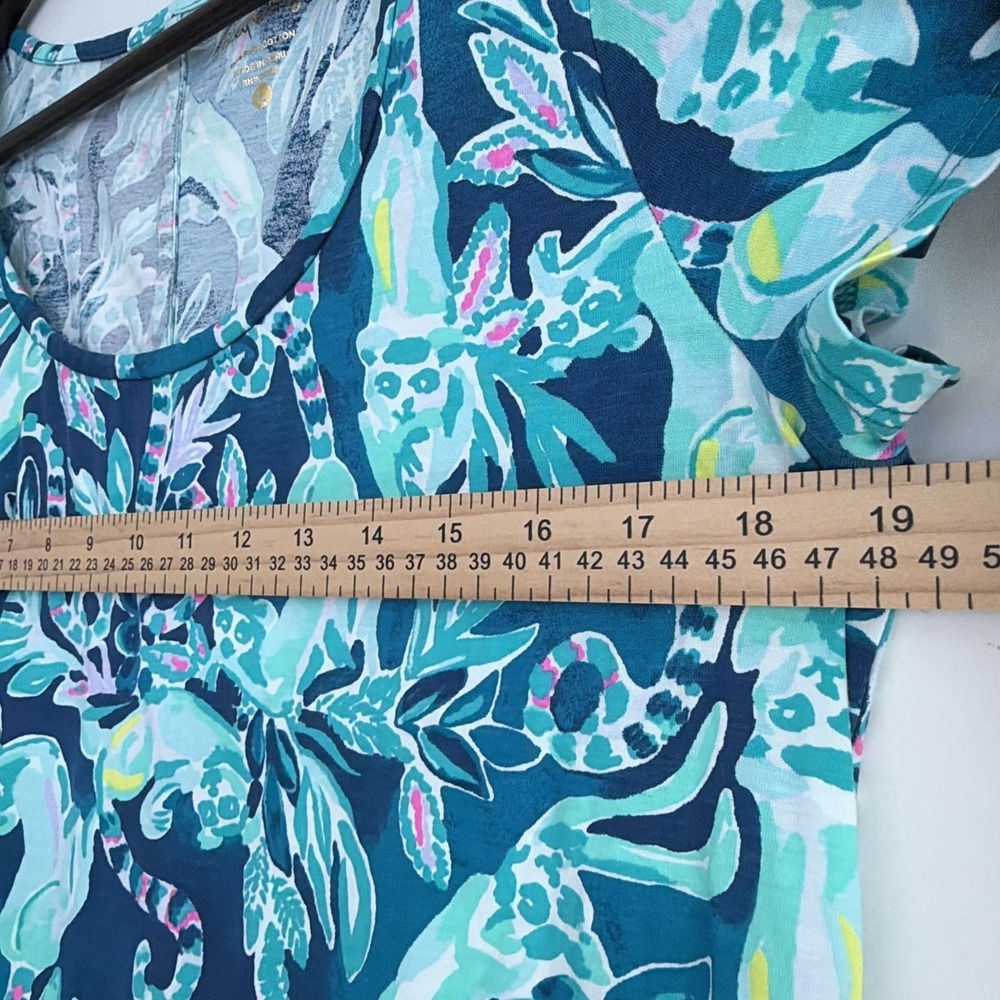 Lilly Pulitzer Beacon Dress Tropical Lemur Print Women L Blue Tidal Wave Coastal - Picture 6 of 7